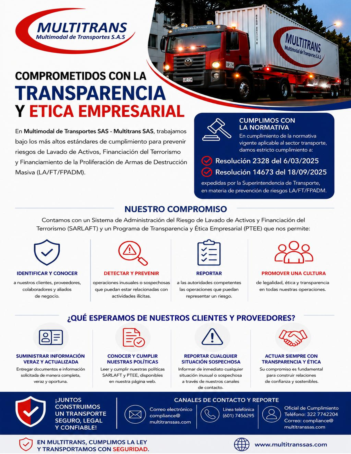 Comunicado SARLAFT Multitrans